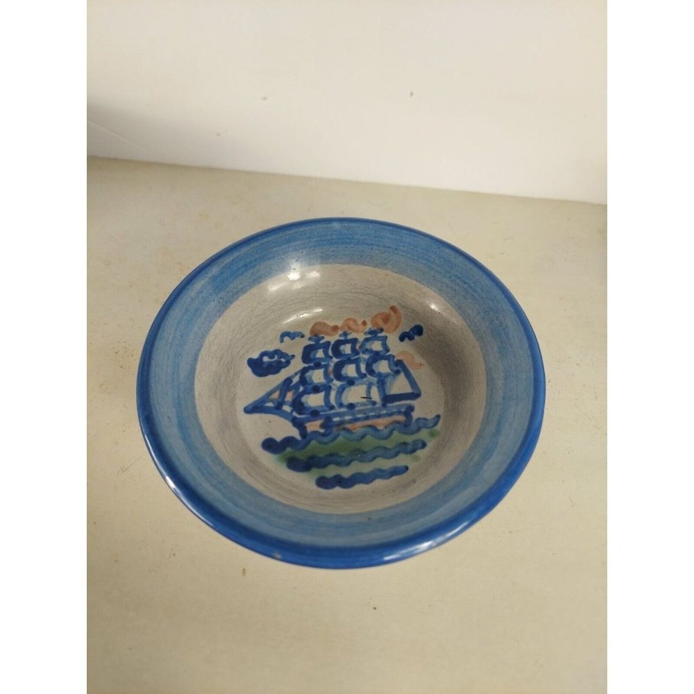 M A Hadley Ship 4 1/2" Ramekin Small Bowl Ship & Whale Line